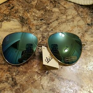 Blue aviator sunglasses