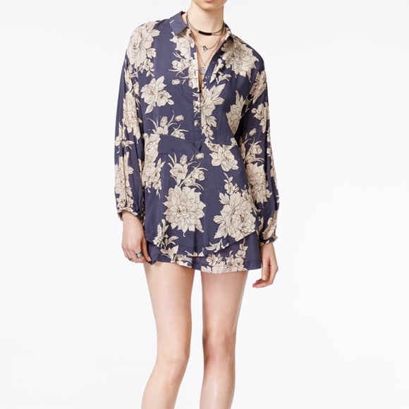 Free People Shake It Printed Mini Shirtdress