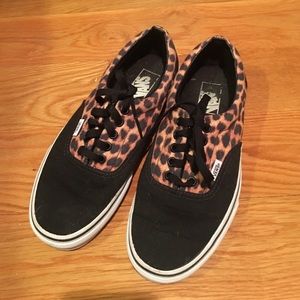 Black with cheetah print vans
