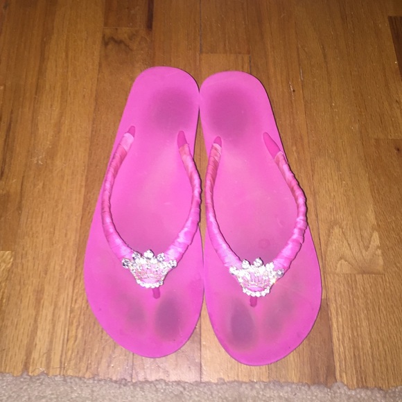 Pink platform flip flops