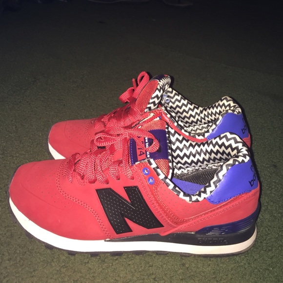 Red new balance 574 shoes