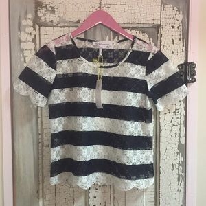 BCBGeneration striped lace top