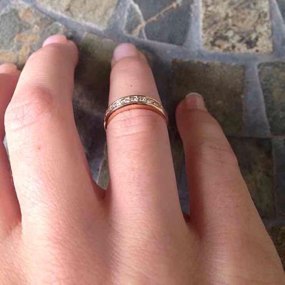 Rose Gold Eternity Engagement Wedding Band - Picture 3 of 4