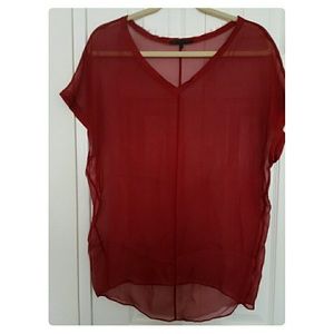 Sheer red tunic top