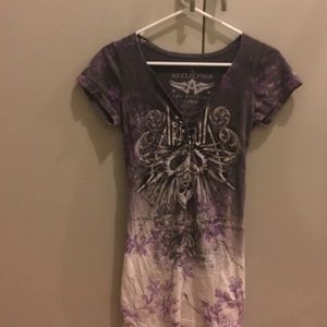 Affliction tee with braided embellishments!