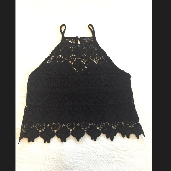 Black crochet crop top