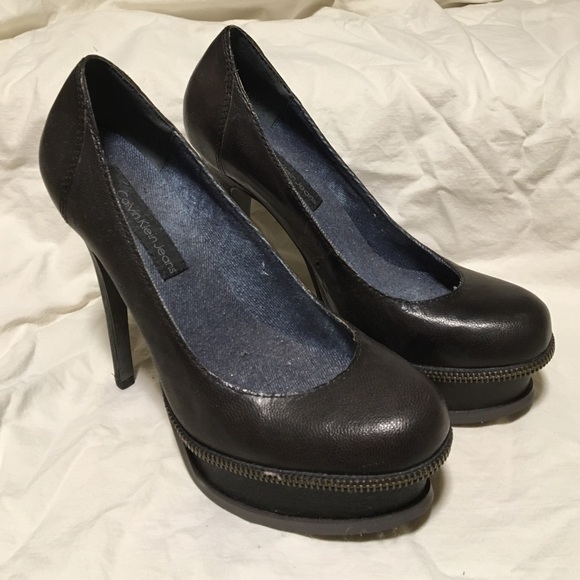 5" Calvin Klein leather stilettos