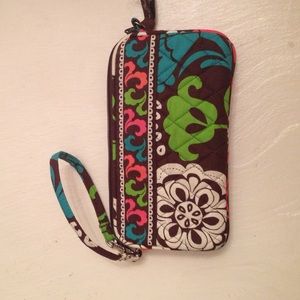 Brown and pink Vera Bradley wristlet