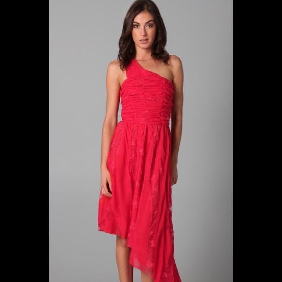 🍓Pencey One Shoulder Party Dress Lace Trim NWOT🍓 - Picture 1 of 4