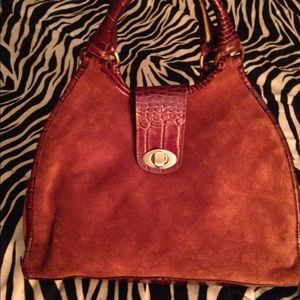 Brown suede leather purse