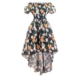Off the Shoulder Floral Maxi Dress High Low