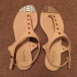 Nude gold studded sandals