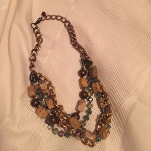 Brown and teal stone necklace