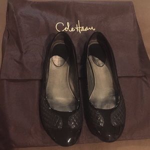Cole Haan black leather ballerina flats