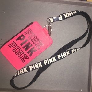 Pink card lanyard