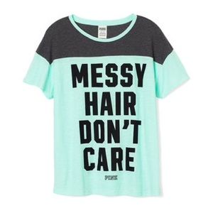 Messy Hair Don't Care PINK Short Sleeve Shirt