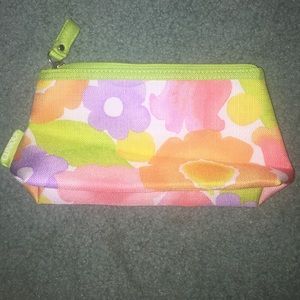 Clinique floral print full zip makeup case NEW