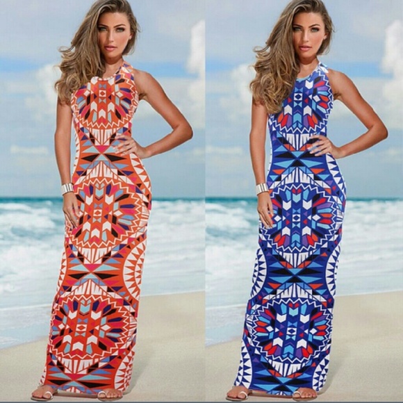 🆑TRIBAL PRINT MAXI. ORANGE - Picture 3 of 4