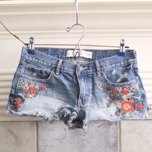 A&F Denim Shorts with Floral Detailing