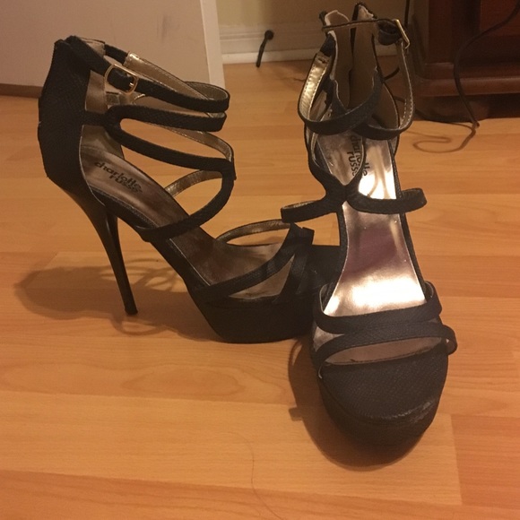 Black Strappy Heels - Picture 2 of 2