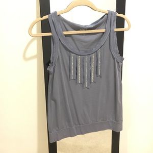 Bluish gray tank top with silver embellishment