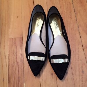 Michael Kors pointed suede flats with MK logo