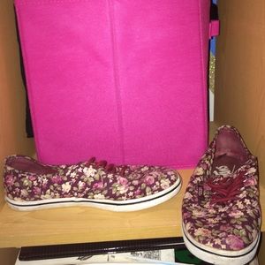 Burgundy floral low vans