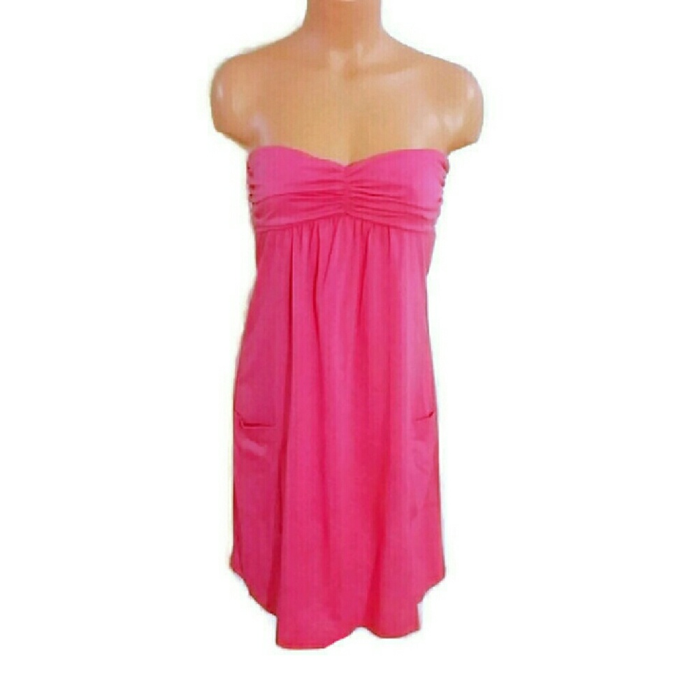 Pink Strapless Dress with Pockets Small/Medium