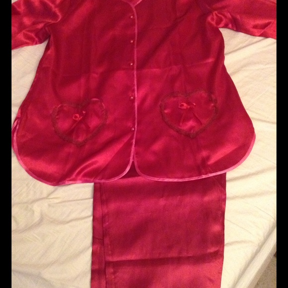 Red silky pj set