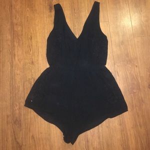 Amuse Society Black Romper with Lace Detail