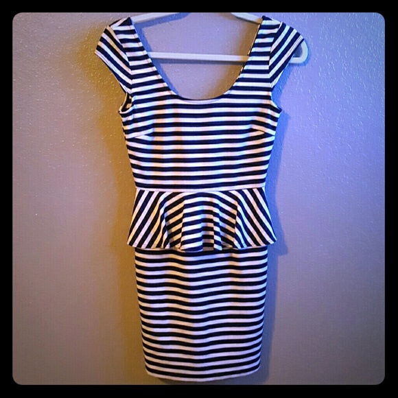 STRIPED PEPLUM DRESS