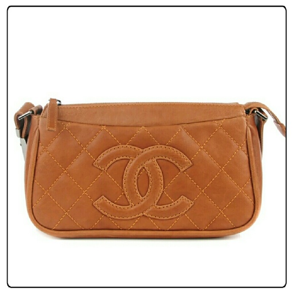 CHANEL Handbags - CHANEL Calfskin Quilted Cognac Color Shoulder Bag.