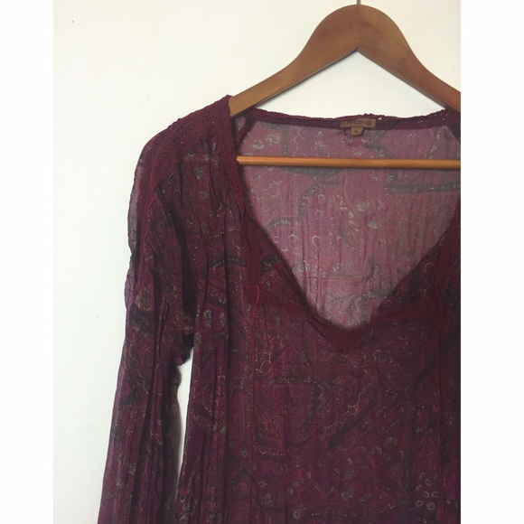 Hippie Boho Burgundy Top - Picture 4 of 4