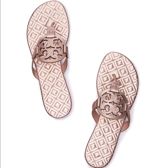 RARE Tory Burch Miller Sandals Quilted Gold Sz 8.5