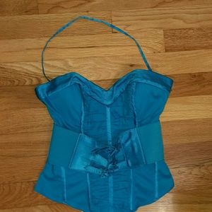 Bebe bright blue Bustier top with belt