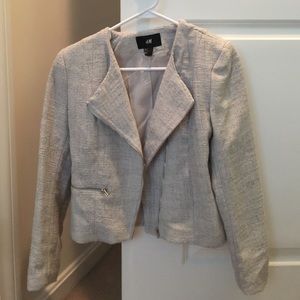 Cropped tweed blazer with zippers