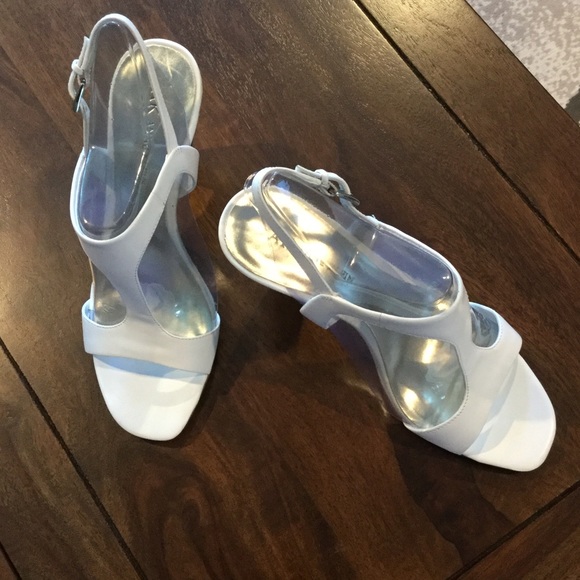 Anne Klein White T-Strap Heels