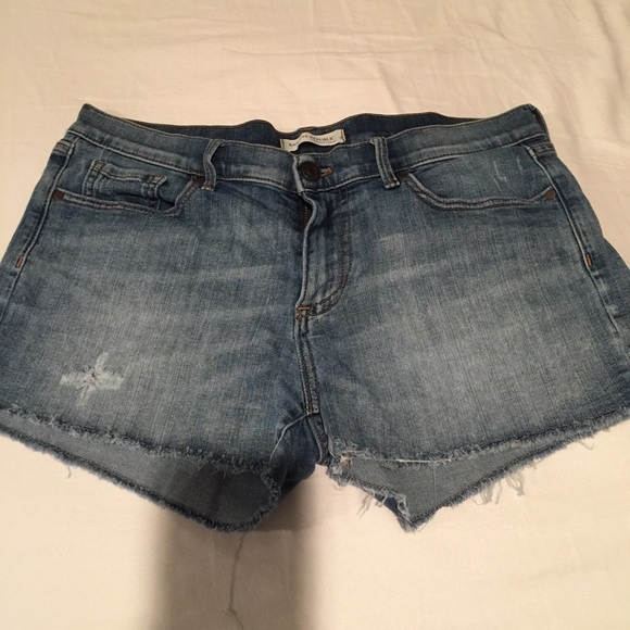 Lightly distressed jean shorts
