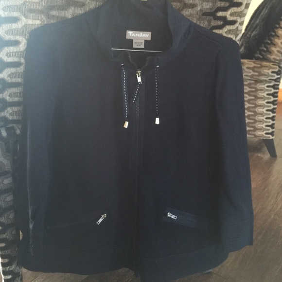 Navy knit zip sweater - Picture 1 of 2