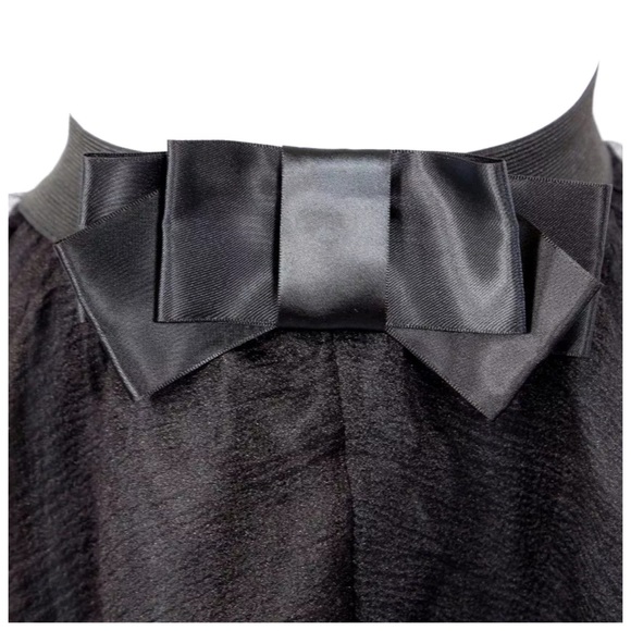 Black Tulle Organza Bow Stretch Midi Skirt - Picture 4 of 4