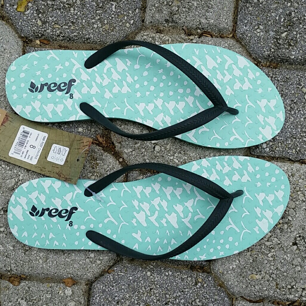 Reef "Chakras" flip flops, aqua & gray, size 8