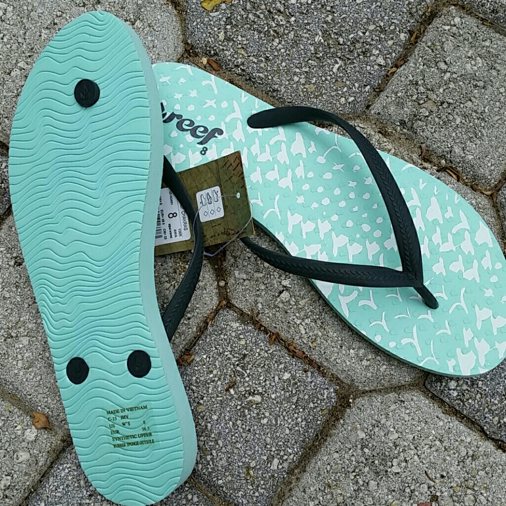 Reef "Chakras" flip flops, aqua & gray, size 8 - Picture 2 of 2