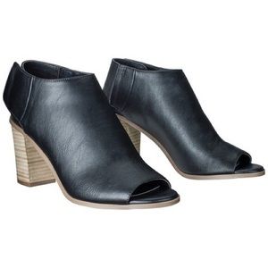 Peep toe black bootie with chunky heel (size 7)