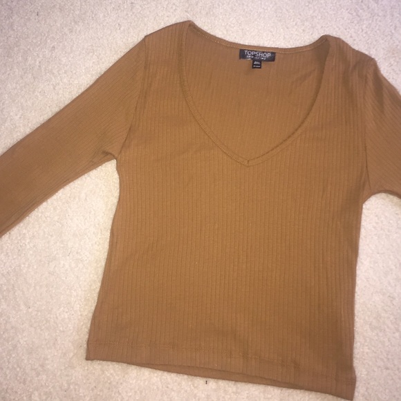 V neck ribbed log sleeve top🔥