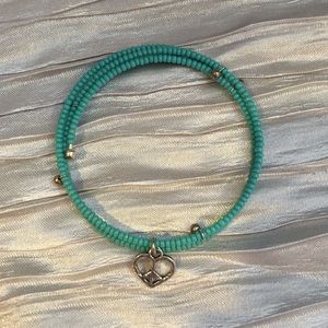 Seed bead wrap bracelet w/ sterling silver charm