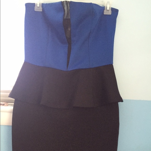 Black & royal blue peplum dress