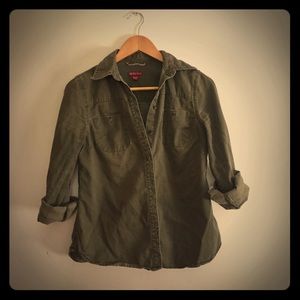 Olive green Jean Button down shirt
