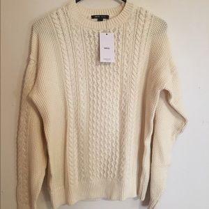 NWT Mango Cream Cable Knit Sweater