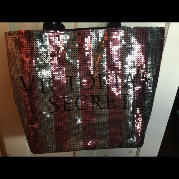 Black Victoria Secret Tote w/ Pink-Silver shimmer