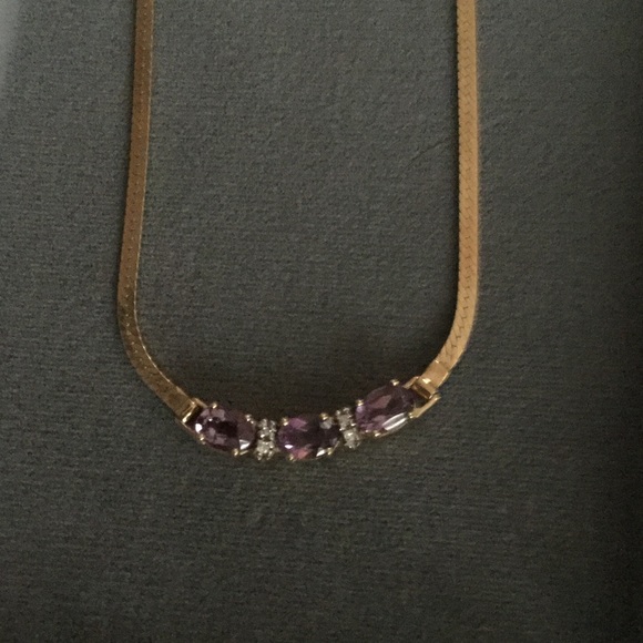 Amethyst and diamond necklace.
